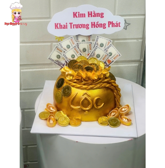 Bánh Kem Khai Trương Tone Vàng HCM