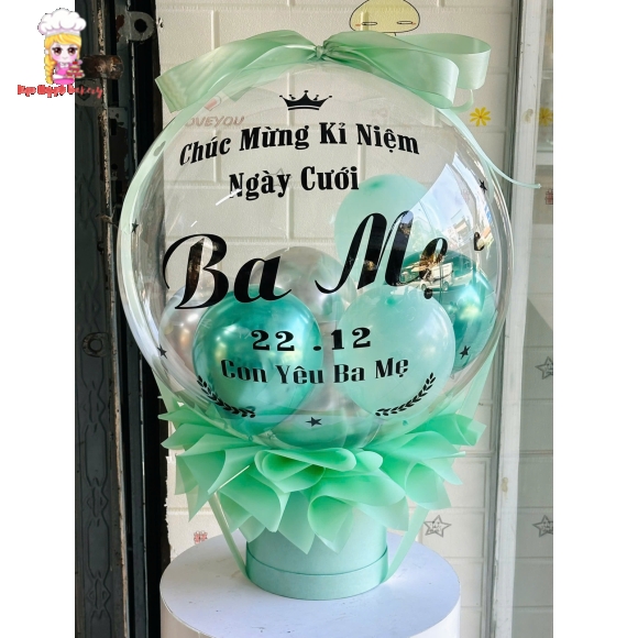 Bóng bay rút tiền tặng bame tone xanh