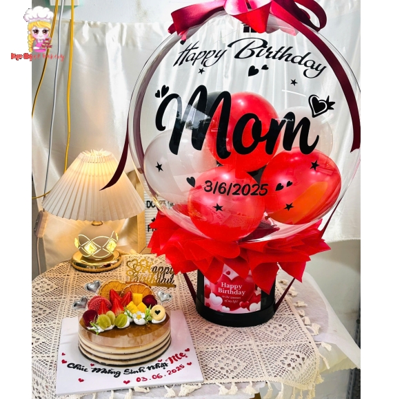 Bóng bay rút tiền tặng mẹ tone đỏ hot 2026