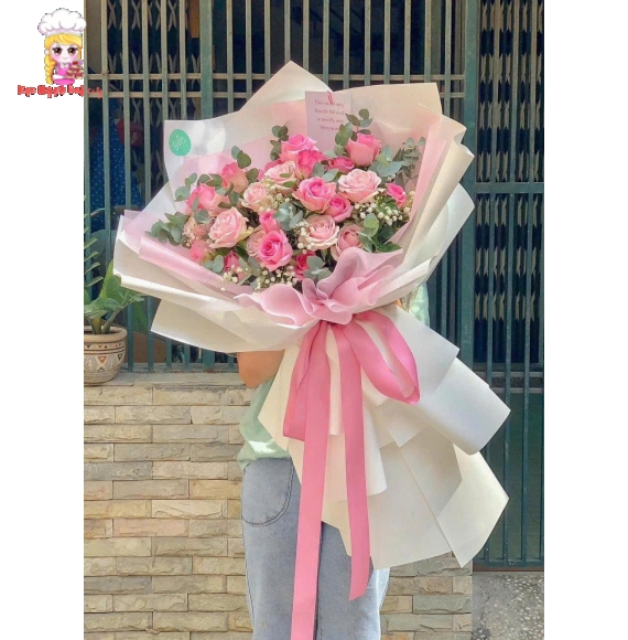 Bó hoa tươi tone hồng chúc mừng sinh nhật em yêu