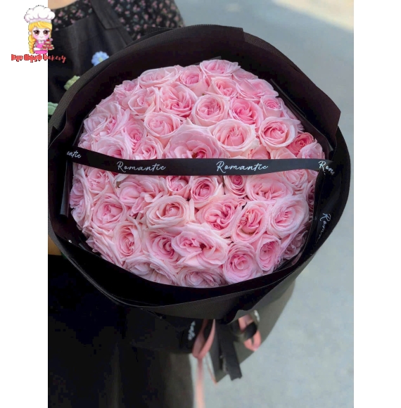 Bó hoa hồng gói giấy đen hot 2026