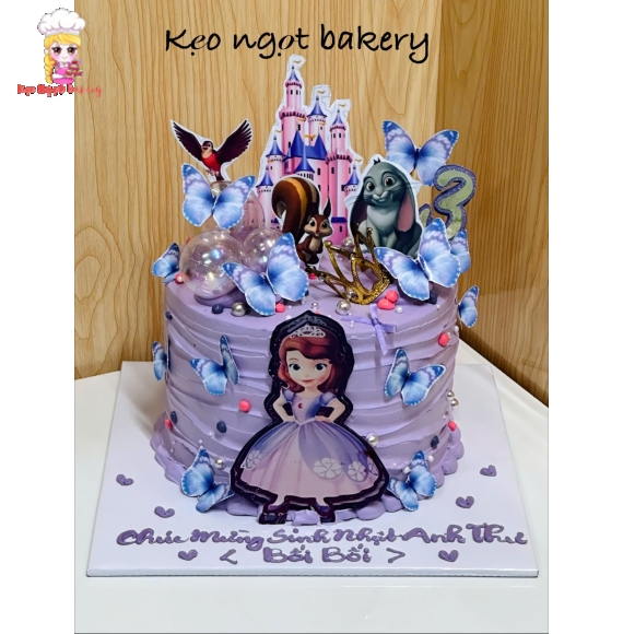 Bánh kem công chúa hoạt hình tặng bé gái 