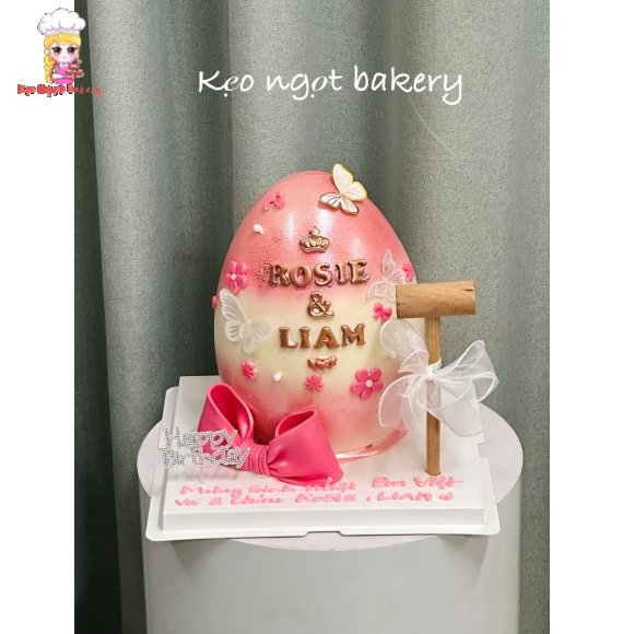 Mẫu bánh đập trứng dễ thương tone hồng 